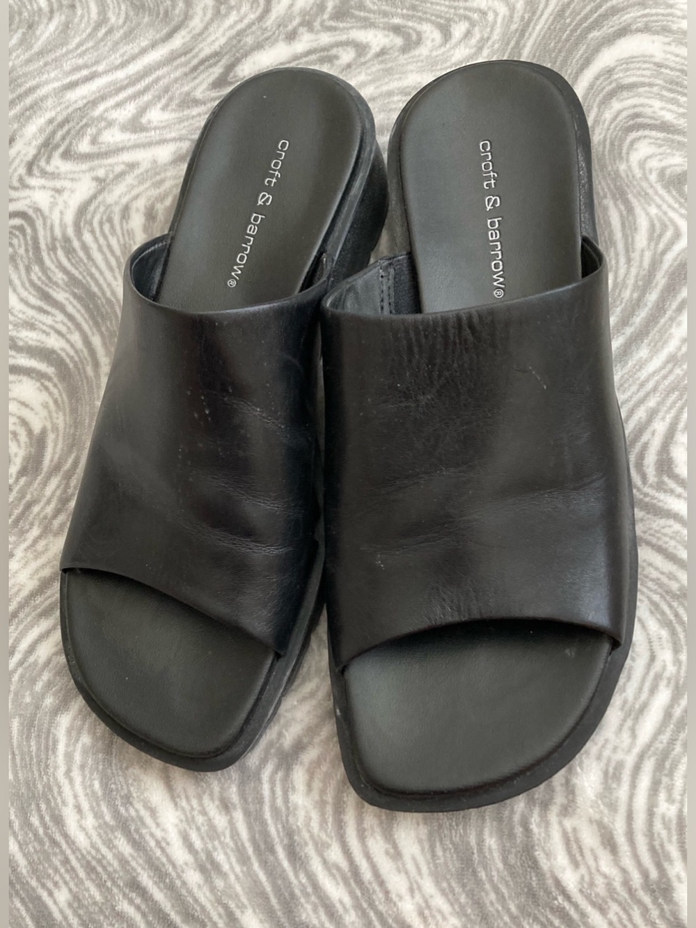 croft & barrow Leather vintage Open-Toe Slide Mules